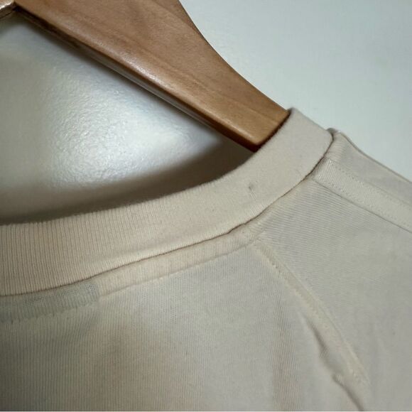 Adidas T-Shirt Mens Sz S Ivory Crewneck Embroidered Trefoil Logo RARE - Picture 7 of 13